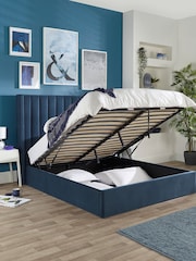 Aspire Furniture Blue Helix End Lift Ottoman Storage Bed - Image 2 of 4
