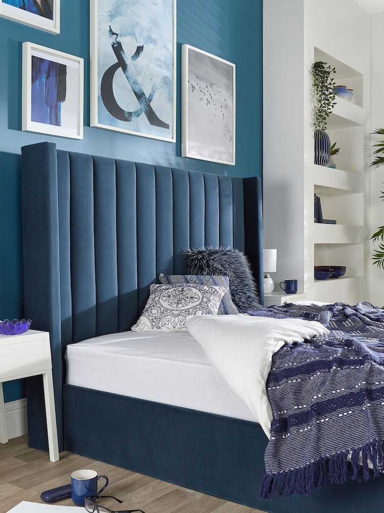 Aspire Furniture Blue Helix End Lift Ottoman Storage Bed - Image 4 of 4