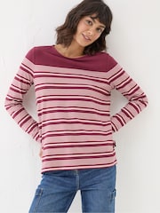 FatFace Bex Red Stripe Button Back Top - Image 1 of 4