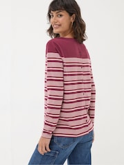 FatFace Bex Red Stripe Button Back Top - Image 2 of 4