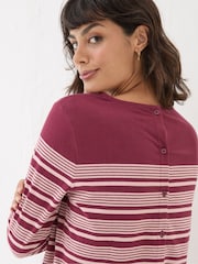 FatFace Bex Red Stripe Button Back Top - Image 4 of 4
