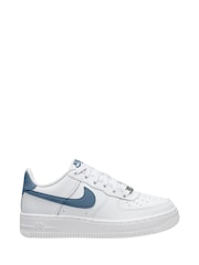 Nike White/Thunderstorm Blue Air Force 1 Youth Trainers - Image 1 of 4