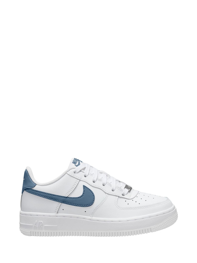 Nike White/Thunderstorm Blue Air Force 1 Youth Trainers - Image 1 of 4