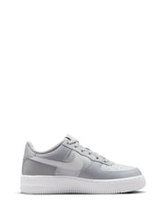 Nike Wolf Grey/White Air Force 1 Youth Trainers - Image 1 of 9