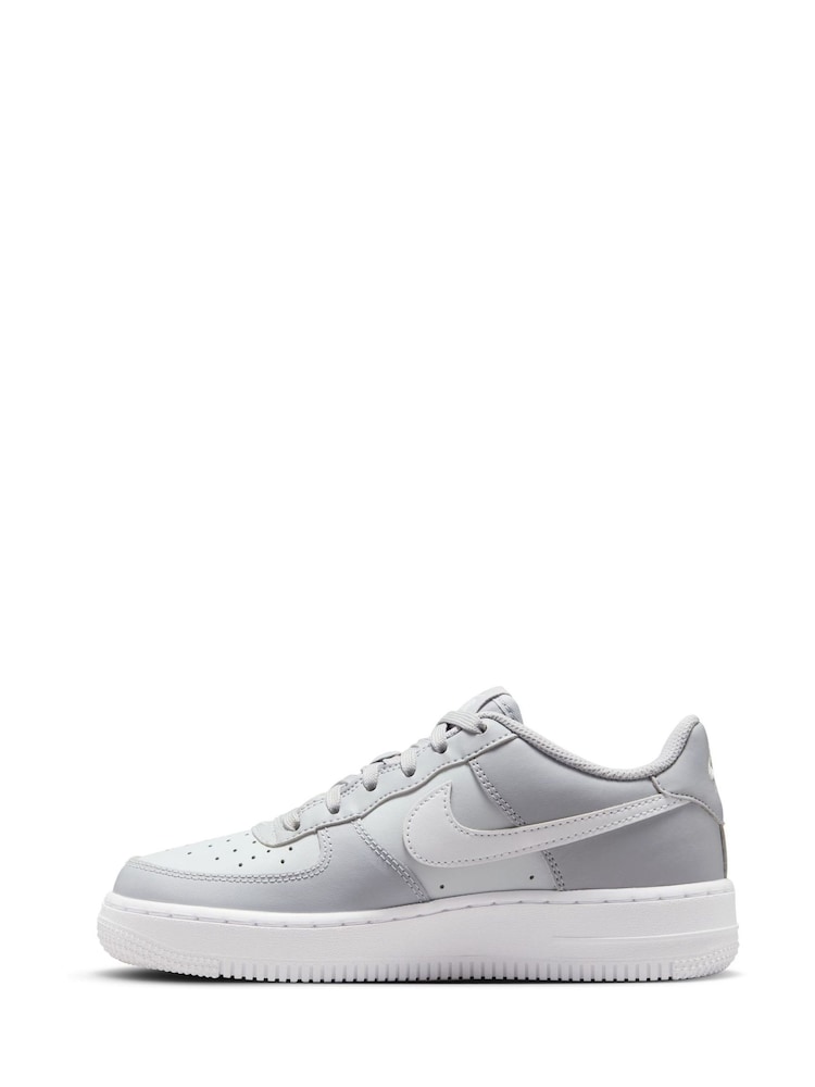 Nike Wolf Grey/White Air Force 1 Youth Trainers - Image 2 of 9