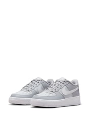 Nike Wolf Grey/White Air Force 1 Youth Trainers - Image 3 of 9