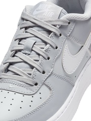 Nike Wolf Grey/White Air Force 1 Youth Trainers - Image 8 of 9