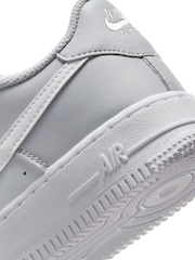 Nike Wolf Grey/White Air Force 1 Youth Trainers - Image 9 of 9
