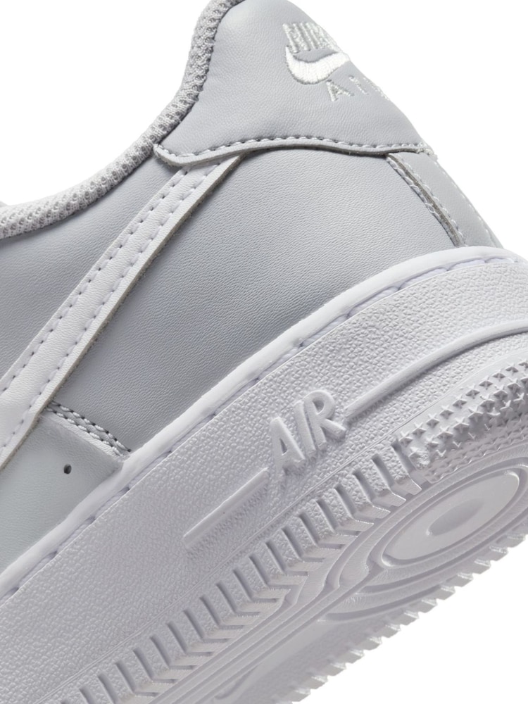 Nike Wolf Grey/White Air Force 1 Youth Trainers - Image 9 of 9