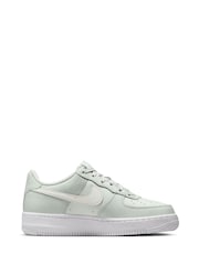 Nike Silver/White Air Force 1 Youth Trainers - Image 1 of 9