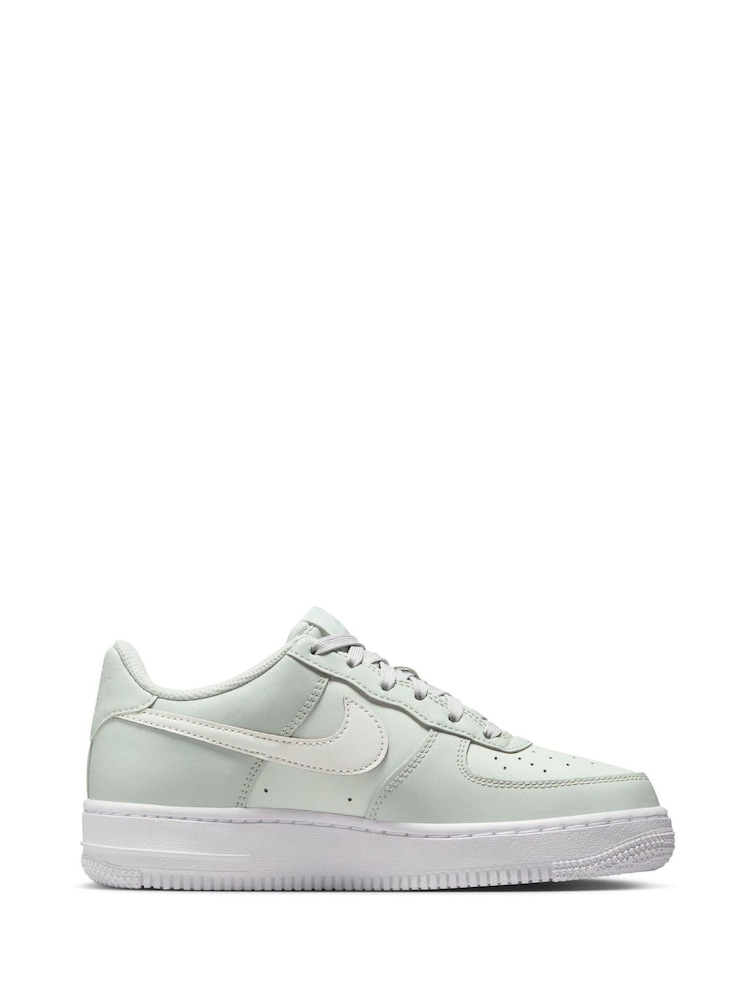 Nike Silver/White Air Force 1 Youth Trainers - Image 1 of 9