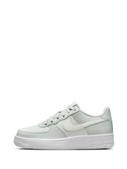 Nike Silver/White Air Force 1 Youth Trainers - Image 2 of 9