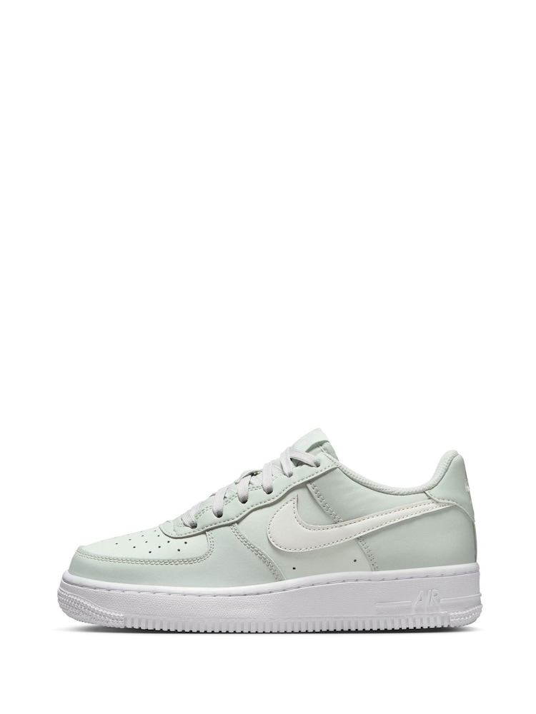 Nike Silver/White Air Force 1 Youth Trainers - Image 2 of 9