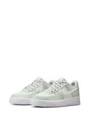 Nike Silver/White Air Force 1 Youth Trainers - Image 3 of 9