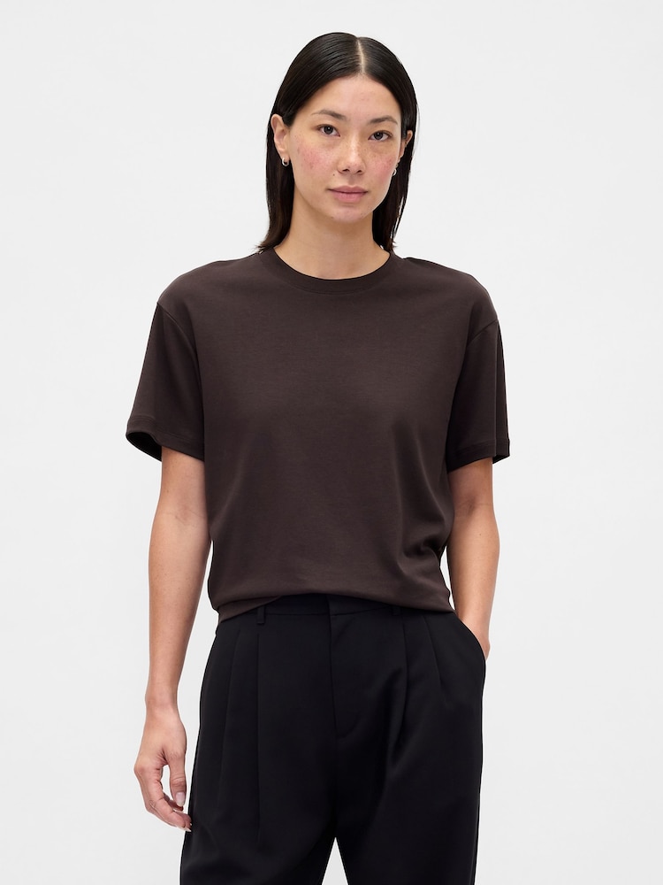 Gap Brown Supima® Cotton Relaxed T-Shirt - Image 1 of 4 Gap Brown Supima® Cotton Relaxed T-Shirt - Image 1 of 4
