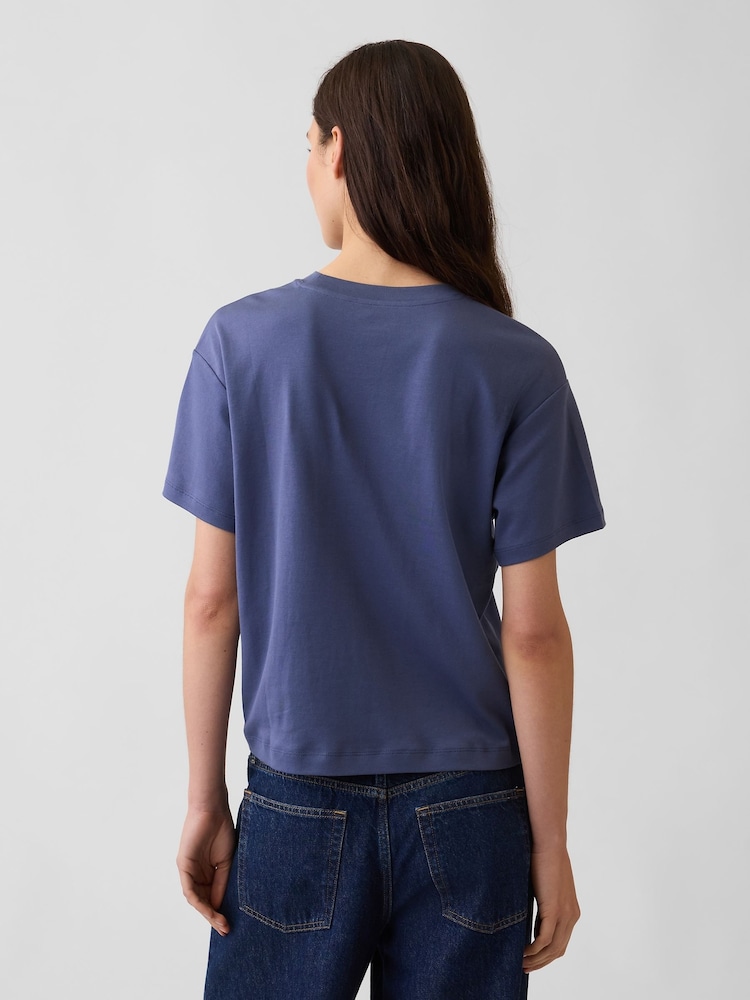 Gap Blue Supima® Cotton Relaxed T-Shirt - Image 2 of 4 Gap Blue Supima® Cotton Relaxed T-Shirt - Image 2 of 4
