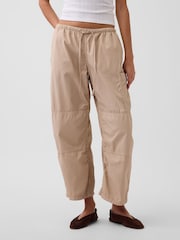 Gap Beige Mid Rise Twill Easy Barrel Utility Trousers - Image 1 of 5