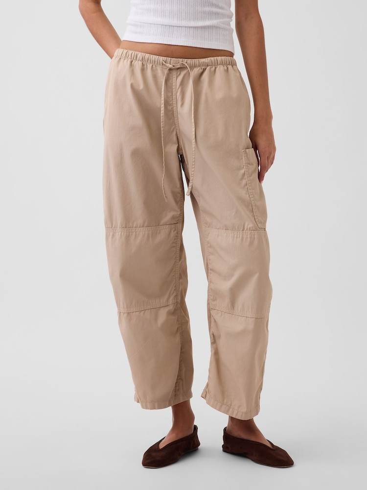 Gap Beige Mid Rise Twill Easy Barrel Utility Trousers - Image 1 of 5 Gap Beige Mid Rise Twill Easy Barrel Utility Trousers - Image 1 of 5
