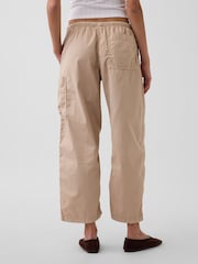 Gap Beige Mid Rise Twill Easy Barrel Utility Trousers - Image 2 of 5