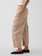 Gap Beige Mid Rise Twill Easy Barrel Utility Trousers - Image 3 of 5