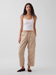 Gap Beige Mid Rise Twill Easy Barrel Utility Trousers - Image 4 of 5