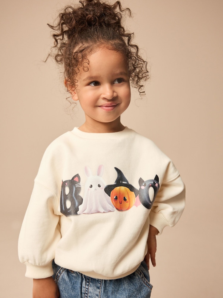 Cream Halloween Crew Sweatshirt (3mths-7yrs) - Image 1 of 7