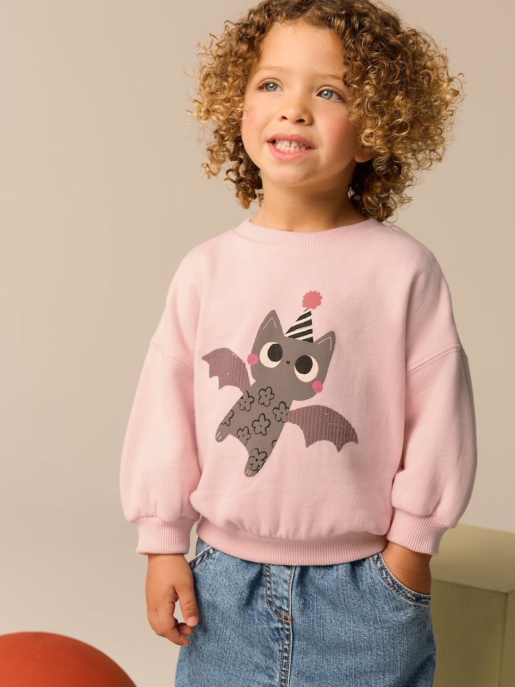 Pale Pink Halloween Crew Sweatshirt (3mths-7yrs) - Image 1 of 7