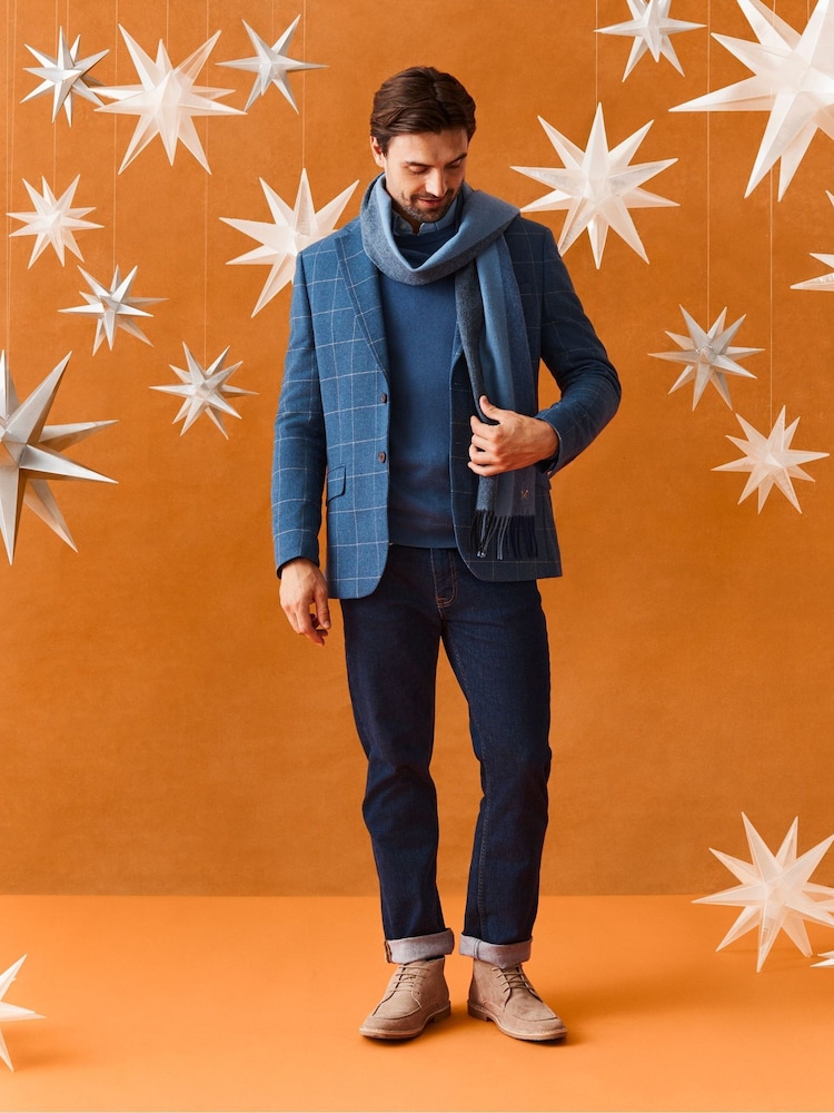 Crew Clothing Company Blue Windowpane Check Blazer - Image 1 of 5