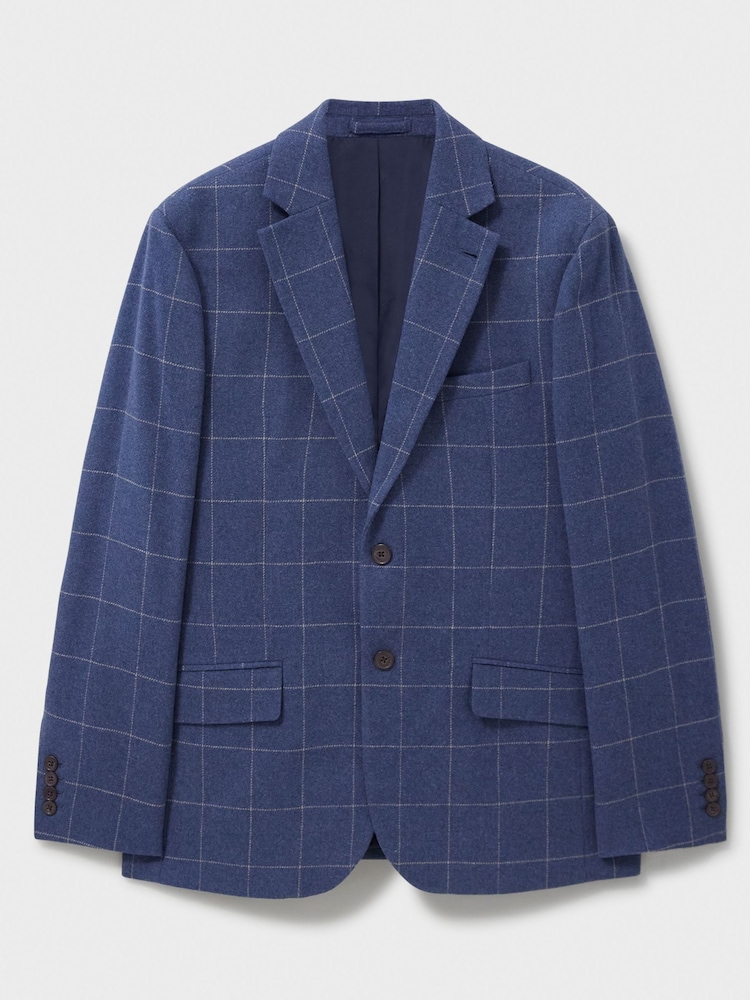 Crew Clothing Company Blue Windowpane Check Blazer - Image 5 of 5