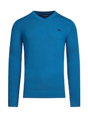 Raging Bull Blue Classic V-Neck Knit Jumper - Image 3 of 3