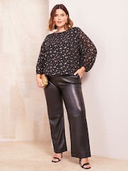 Friends Like These Black Curve Printed Slash Neck Top - Image 3 of 4
