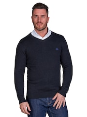 Raging Bull Classic V-Neck Knit Black Jumper - Image 1 of 6