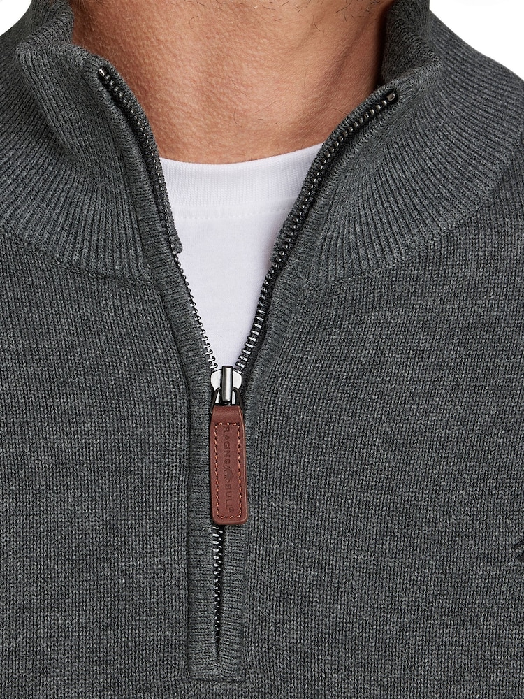 Raging Bull Grey Classic Quarter Zip Knit Jumper - Image 2 of 4