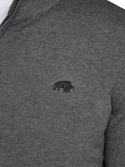 Raging Bull Grey Classic Quarter Zip Knit Jumper - Image 3 of 4
