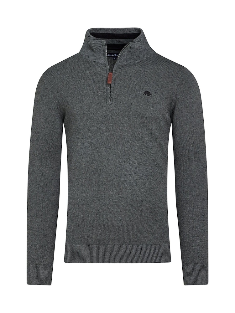 Raging Bull Grey Classic Quarter Zip Knit Jumper - Image 4 of 4 Raging Bull Grey Classic Quarter Zip Knit Jumper - Image 4 of 4