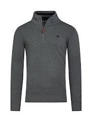Raging Bull Blue Classic Quarter Zip Cotton/Cashmere Knit Jumper - Image 5 of 5