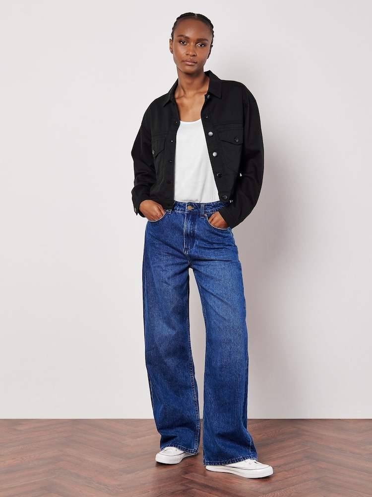 Apricot Black Boxy Twill Jacket - Image 1 of 4 Apricot Black Boxy Twill Jacket - Image 1 of 4