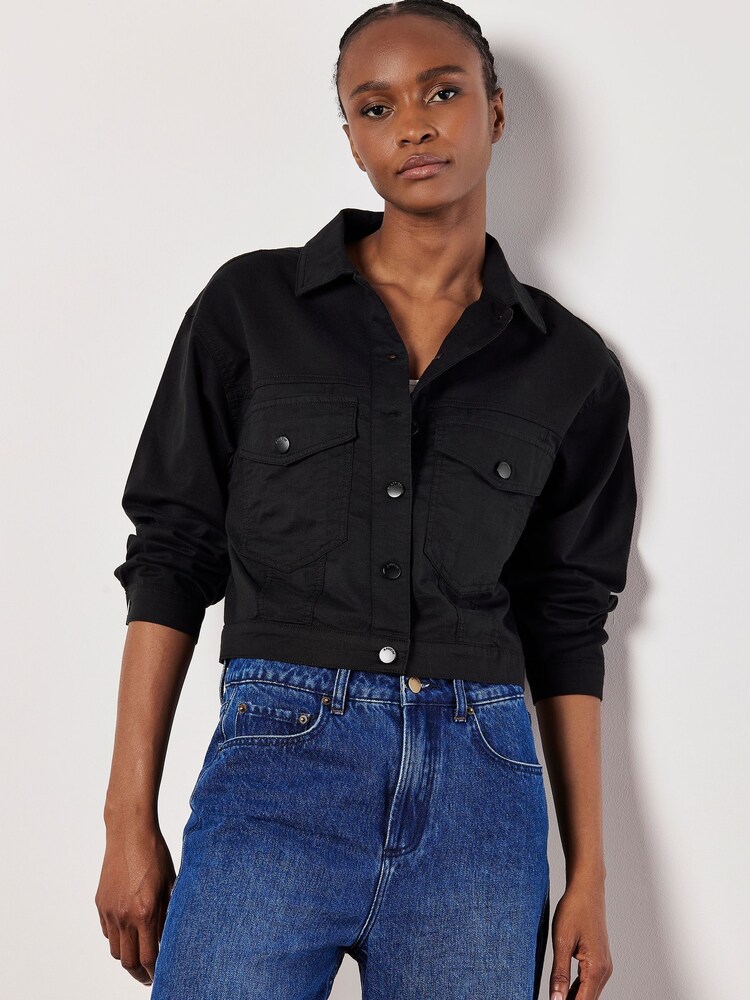 Apricot Black Boxy Twill Jacket - Image 4 of 4