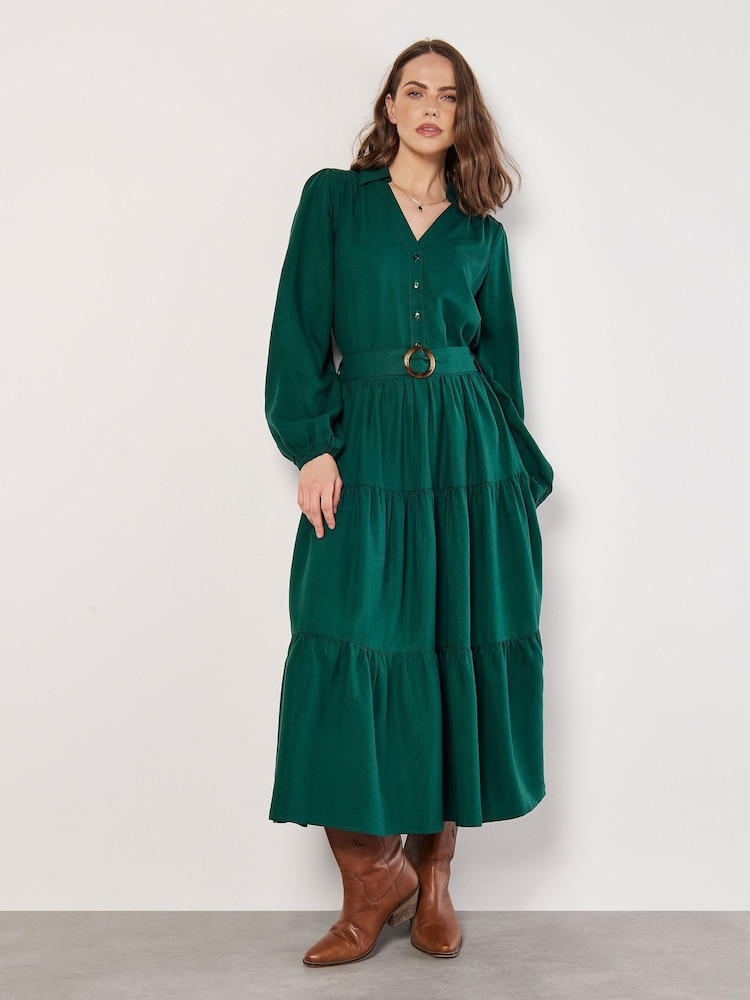 Apricot Green Ring Belt Tiered Boho Skirt - Image 2 of 4