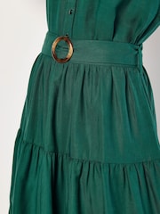 Apricot Green Ring Belt Tiered Boho Skirt - Image 3 of 4