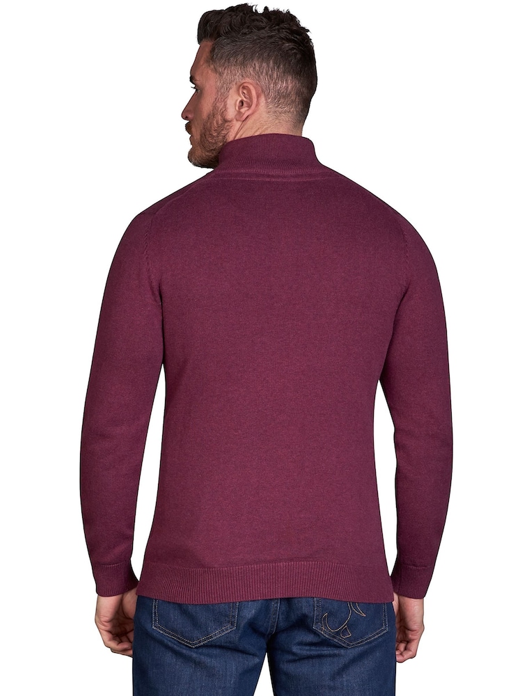 Raging Bull Klassischer Strickpullover mit kurzem Reißverschluss, Rot - Bild 2 von 4 Raging Bull Klassischer Strickpullover mit kurzem Reißverschluss, Rot - Bild 2 von 4