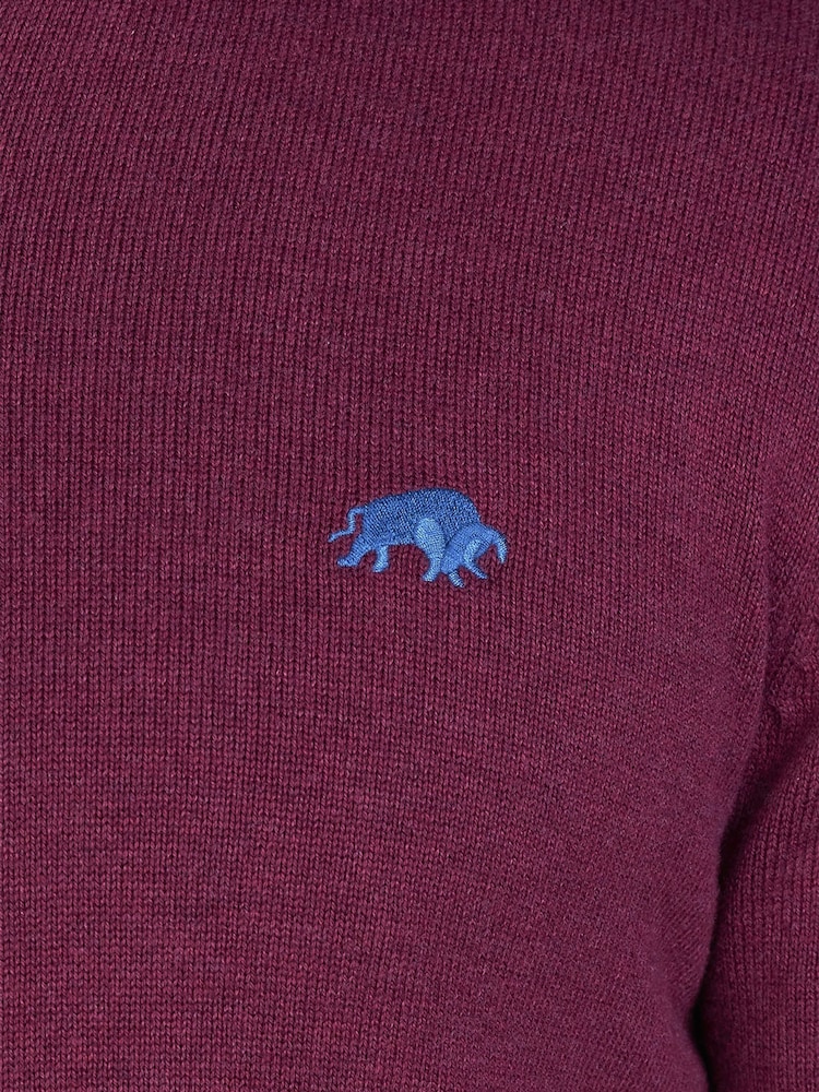 Raging Bull Червоний класичний трикотажний джемпер на чверть блискавки - Image 3 of 4