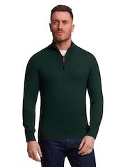 Raging Bull Green Classic Quarter Zip Knit Jumper - Image 1 of 5