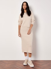 Apricot Cream Fine Gauge Cable Batwing Jumper - Image 1 of 4