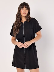 Apricot Black Zip Up Utility Dress - Image 2 of 4