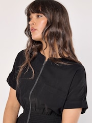 Apricot Black Zip Up Utility Dress - Image 3 of 4