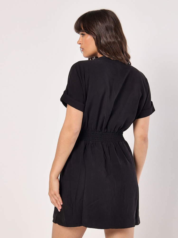 Apricot Black Zip Up Utility Dress - Image 4 of 4 Apricot Black Zip Up Utility Dress - Image 4 of 4
