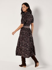 Apricot Black Paisley Shirt Midi Dress - Image 3 of 4