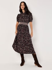 Apricot Black Paisley Shirt Midi Dress - Image 4 of 4