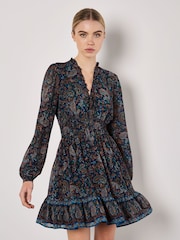 Apricot Blue Paisley Border Ruffle Dress - Image 2 of 4
